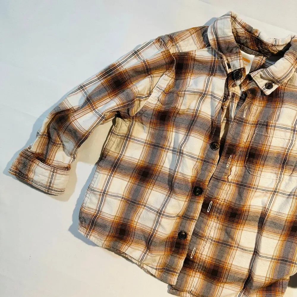 Gymboree 100% Cotton Autumn Adventures Plaid Flannel Button Down Top Sz 18-24 mo